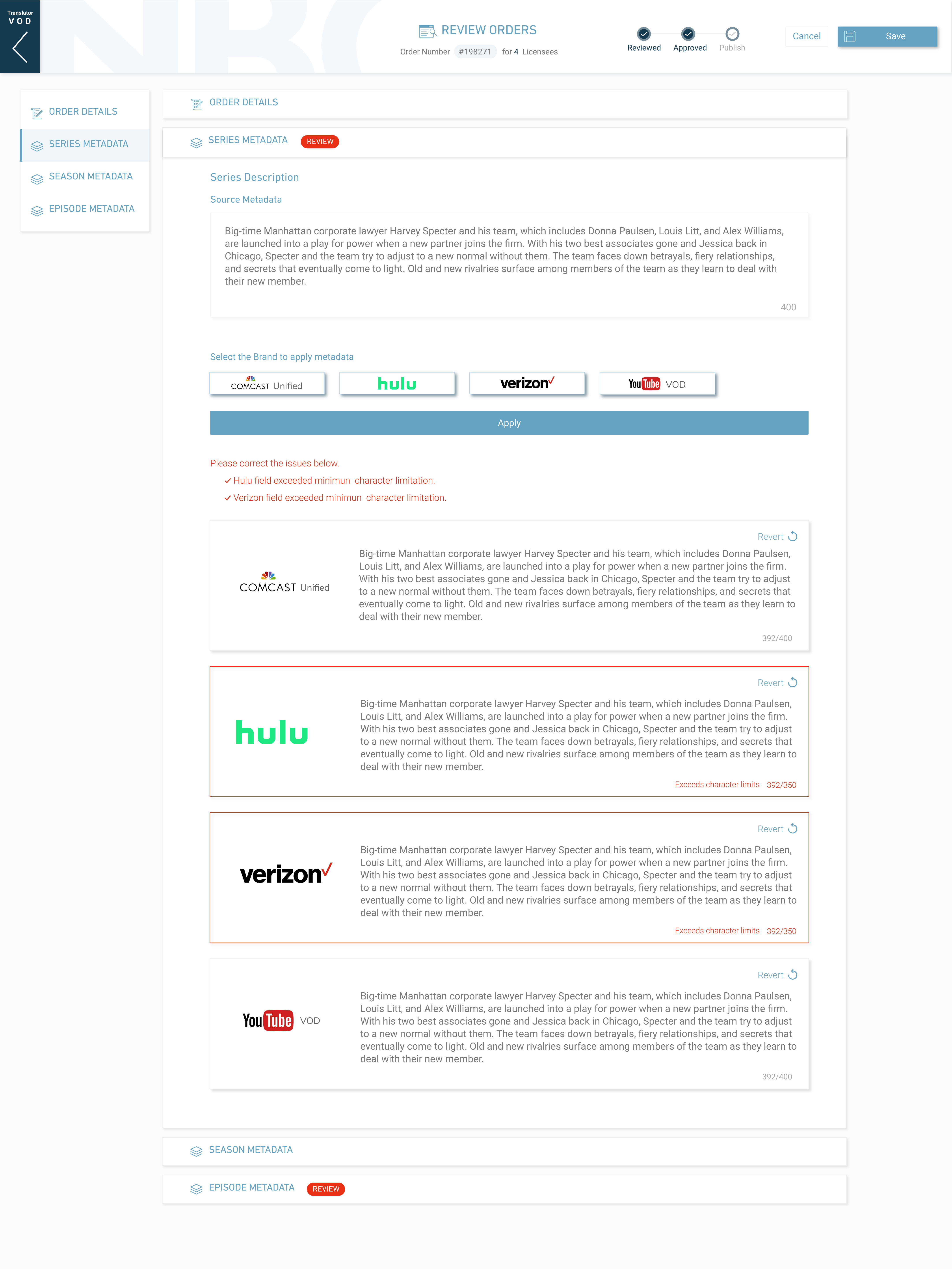 Brand User review order